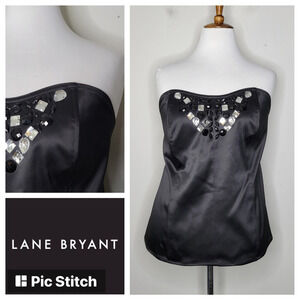 Lane Bryant Satin Jewel Embellished Strapless Top Size 18‎